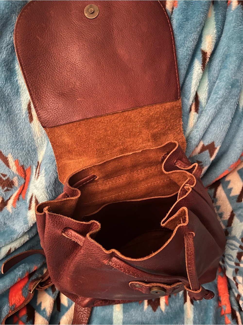 Portland Leather Nutmeg Pebbled Leather Backpack - Picture 3 of 5